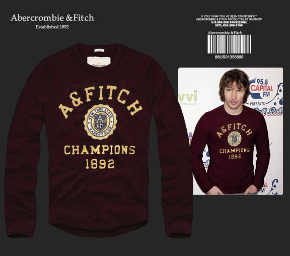 Abercrombie Fitch Hombres De Cuello Redondo Con Gente Fotos Largo Remera AF6031